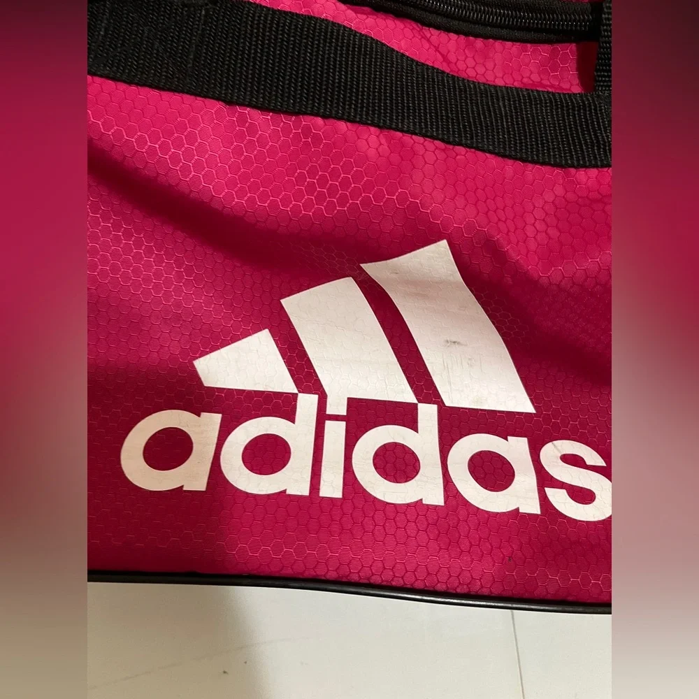 Adidas Diablo Duffel Bag Pink Black Logo Gym Workout Tote Sport Duffle Weekender - Picture 3 of 12